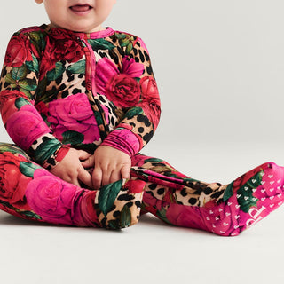 Bamboo Convertible Footie Romper - Wild Roses Posh Peanut