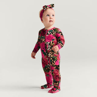 Bamboo Convertible Footie Romper - Wild Roses Posh Peanut