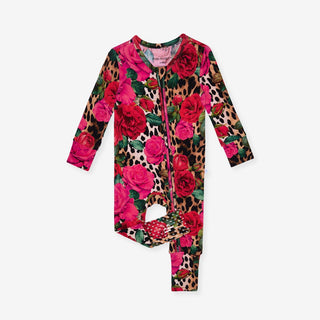 Bamboo Convertible Footie Romper - Wild Roses Posh Peanut