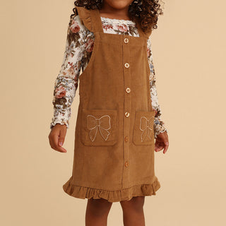 Cotton Corduroy Overall Dress - Camel (Solid Brown)