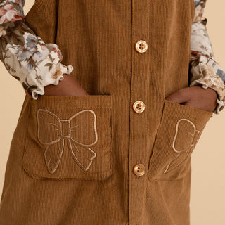 Cotton Corduroy Overall Dress - Camel (Solid Brown)