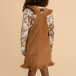 Cotton Corduroy Overall Dress - Camel (Solid Brown)