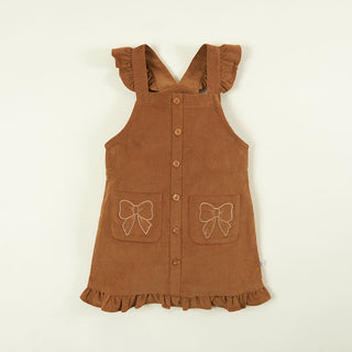 Cotton Corduroy Overall Dress - Camel (Solid Brown)