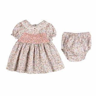 Pink Smocked Floral Dress - Anna
