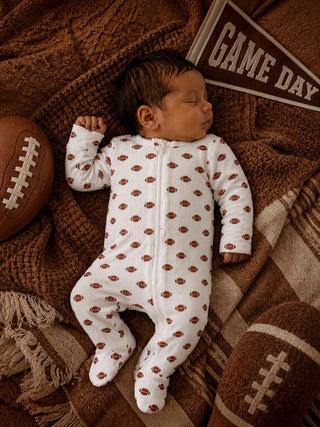 Organic Cotton Footie with 2-Way Zipper - Football
