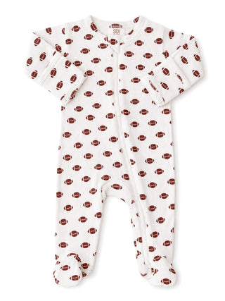 Organic Cotton Footie with 2-Way Zipper - Football