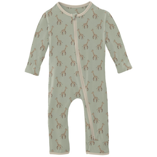 Bamboo Coverall with 2-Way Zipper - Aloe Giraffe