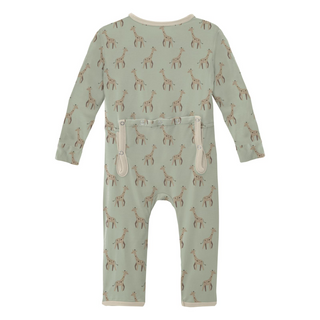 Bamboo Coverall with 2-Way Zipper - Aloe Giraffe