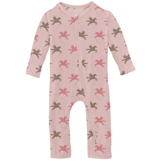 Bamboo Coverall with 2-Way Zipper - Baby Rose PegasusKicKee PantsSize: 9-12 Months