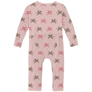 Bamboo Coverall with 2-Way Zipper - Baby Rose PegasusKicKee PantsSize: 9-12 Months