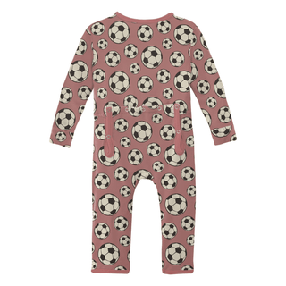 Bamboo Coverall with 2-Way Zipper - Desert Rose Soccer KicKee Pants Size: 12-18 Months