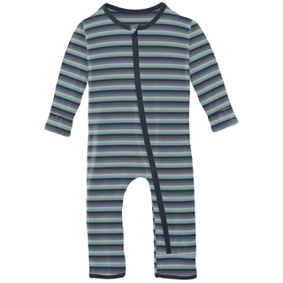 Bamboo Coverall with 2-Way Zipper - Moonlight Bay Stripe