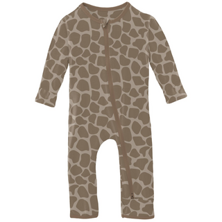 Bamboo Coverall with 2-Way Zipper - Mushroom Giraffe Print