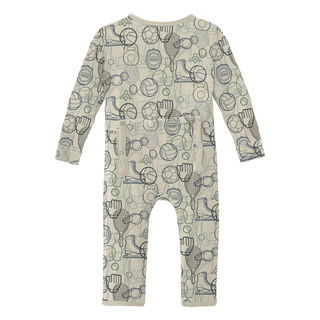 Bamboo Coverall with 2-Way Zipper - Natural Sports Gear KicKee Pants Size: 12-18 Months