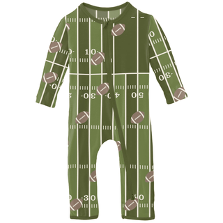 Bamboo Coverall with 2-Way Zipper - Pesto FootballKicKee PantsSize: 9-12 Months