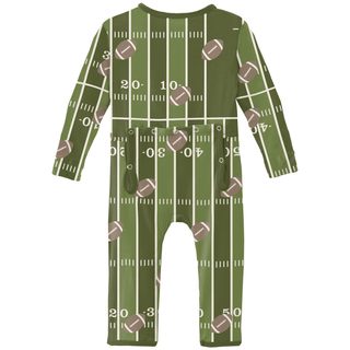 Bamboo Coverall with 2-Way Zipper - Pesto FootballKicKee PantsSize: 9-12 Months