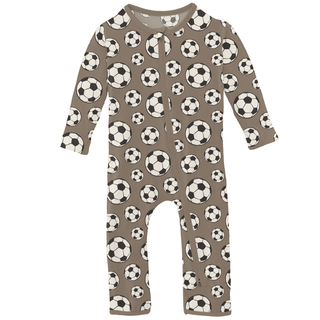 Bamboo Coverall with 2-Way Zipper - Portabella Soccer KicKee Pants Size: 12-18 Months