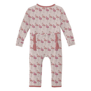 Bamboo Coverall with 2-Way Zipper - Shrinking Violet Flamingo Coveralls KicKee Pants Size: 12-18 Months