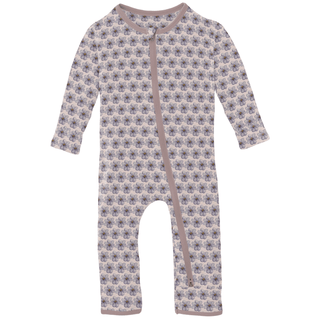 Bamboo Coverall with 2-Way Zipper - Shrinking Violet Summer Flowers Coveralls KicKee Pants Size: 12-18 Months