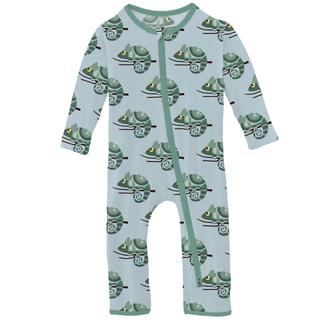 Bamboo Coverall with 2-Way Zipper - Spring Sky Chameleon Coveralls KicKee Pants Size: 12-18 Months