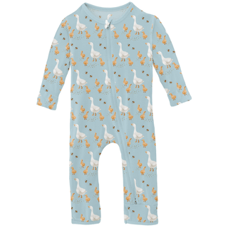 Bamboo Coverall with 2-Way Zipper - Spring Sky Feeding Ducks KicKee Pants Size: 9-12 Months