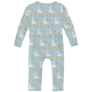 Bamboo Coverall with 2-Way Zipper - Spring Sky Feeding Ducks KicKee Pants Size: 9-12 Months