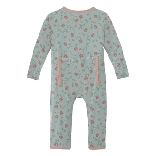 Bamboo Coverall with 2-Way Zipper - Spring Sky Floral Vines KicKee Pants Size: 12-18 Months