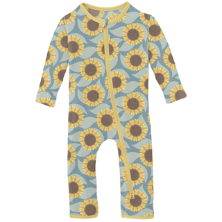 Bamboo Coverall with 2-Way Zipper - Stormy Sea SunflowerKicKee PantsSize: 9-12 Months