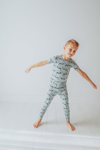Bamboo Short Sleeve Pajama Set - Jade Cows KicKee Pants Size: 2T