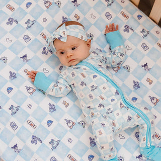 Premium Knit Fitted Crib Sheet - Monsters, Inc. Medley Copper Pearl Size: One Size