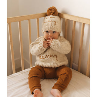 Snow Bunny Pecan Crew Neck Sweater Huggalugs Size: 0-6 months