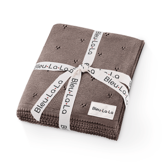 Organic Pointelle Luxury Knit Swaddle Blanket Bleu La La Color: Milk Chocolate