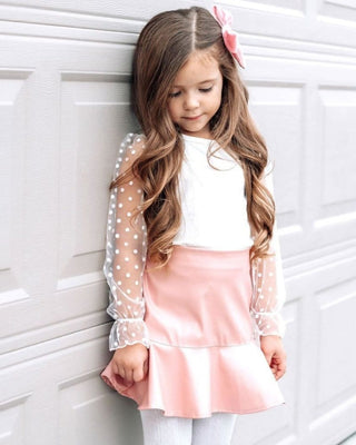 Destinee Sheer Dot Sleeve Top & Leotard - WhiteLeotardsBailey's BlossomsSize: 0-3months