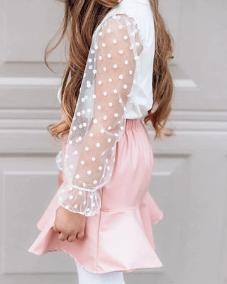 Destinee Sheer Dot Sleeve Top & Leotard - WhiteLeotardsBailey's BlossomsSize: 0-3months