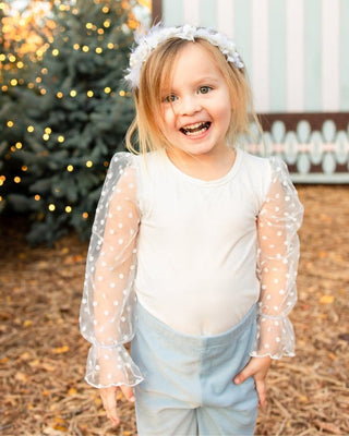 Destinee Sheer Dot Sleeve Top & Leotard - WhiteLeotardsBailey's BlossomsSize: 0-3months