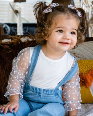 Destinee Sheer Dot Sleeve Top & Leotard - WhiteLeotardsBailey's BlossomsSize: 0-3months