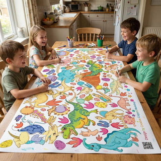 Dinosaur Coloring Tablecloth Posters Creative Crayons Workshop OPTIONS: Birthday Personalized