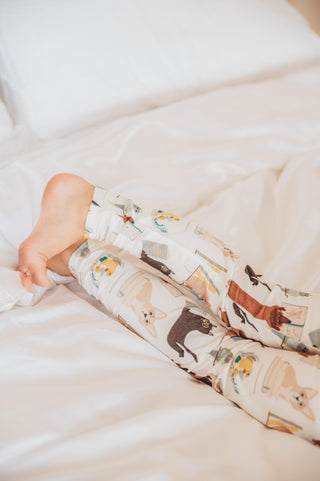 Bamboo Short Sleeve Pajama Set - Natural Books & Pets