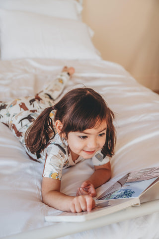 Bamboo Short Sleeve Pajama Set - Natural Books & Pets