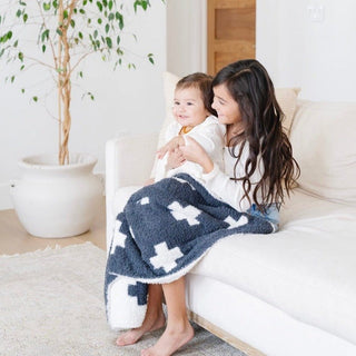 Double-Layer Bamboni® Receiving Blankets Saranoni Color: Charcoal Swiss Cross Double Layer