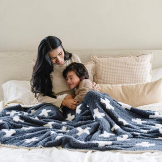 Double-Layer Bamboni® Xl Blankets Saranoni Color: Charcoal Swiss Cross Double Layer