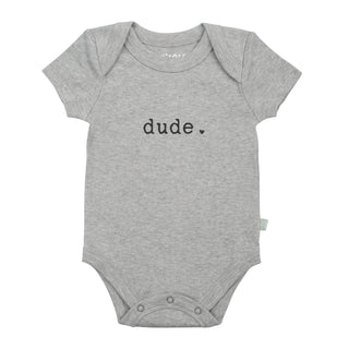 Graphic Bodysuit - Dude, HeatherbodysuitsFinn + EmmaColor: DefaultSize: 0-3m