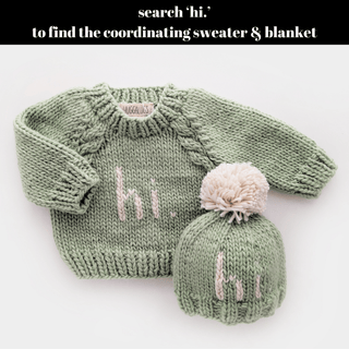 Hi. Sage Green Hand Knit Beanie Hat Huggalugs Size: XS (newborn)