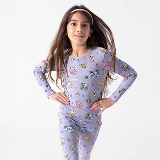 Bamboo Long Sleeve Pajama Set - Minecraft Pixel Pals Bellabu Bear Size: 4T