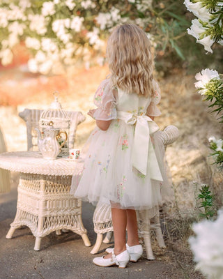 Enchanted Bloom Embroidered Tulle Dress Dresses Faeella Size: 1
