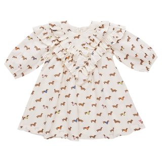 Cotton Everly Dress - Dachshunds In Sweaters Pink Chicken Size: 2T
