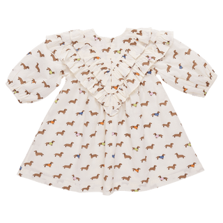 Cotton Everly Dress - Dachshunds In Sweaters Pink Chicken Size: 2T