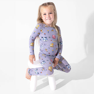 Bamboo Long Sleeve Pajama Set - Minecraft Pixel Pals Bellabu Bear Size: 4T