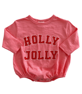 Organic Cotton Long Sleeve Bubble Romper - Holly Jolly SIIX Collection Size: 0-3M