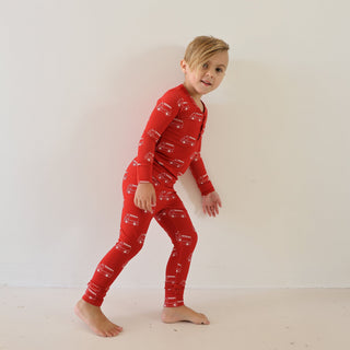Bamboo Two Piece Pajamas - Fire Truck Two Piece Pajama forever french baby Size: 2/3 Years